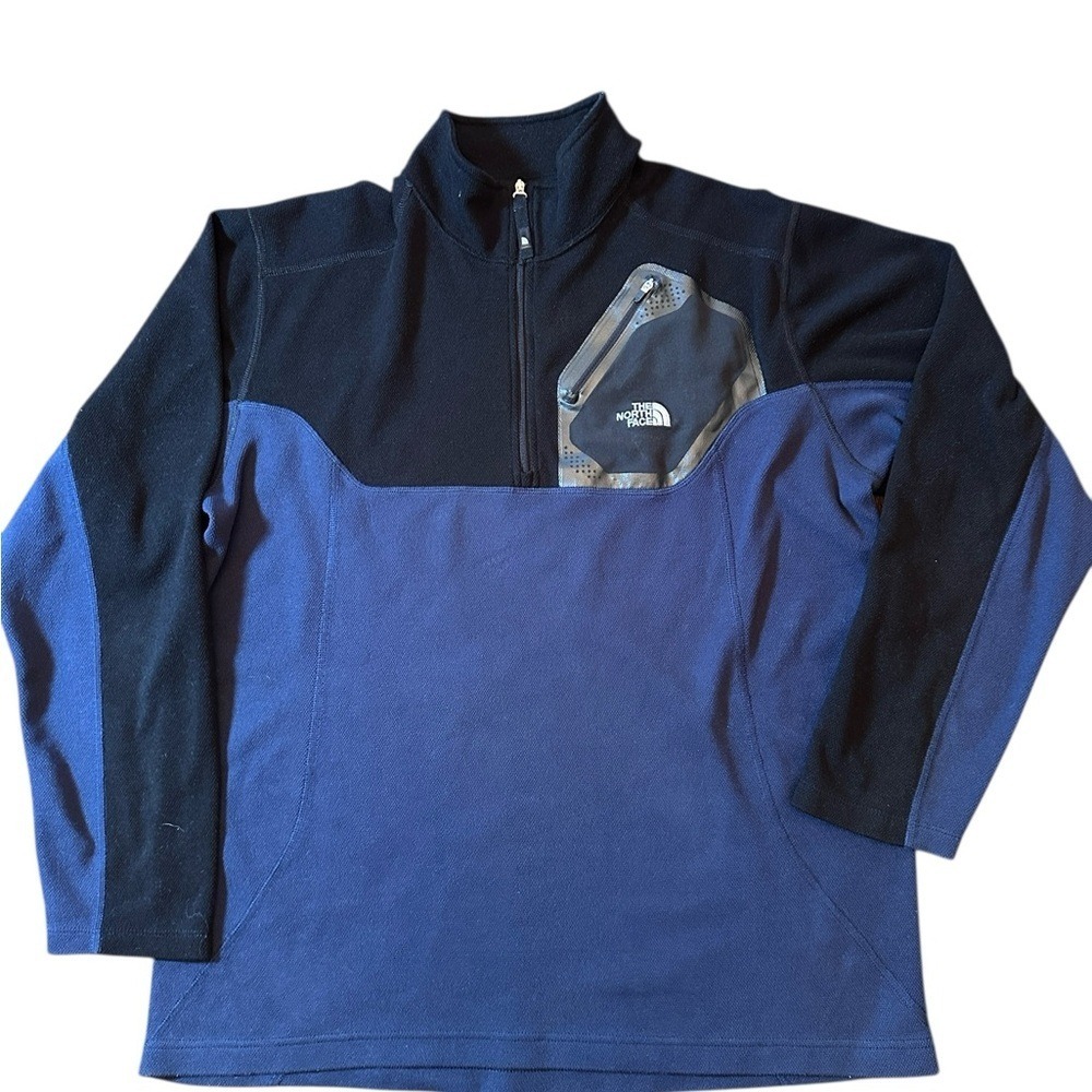 The North Face Fleece Quarter‎ Zip Pullover Mens Large Blue Black Excellent ABRX